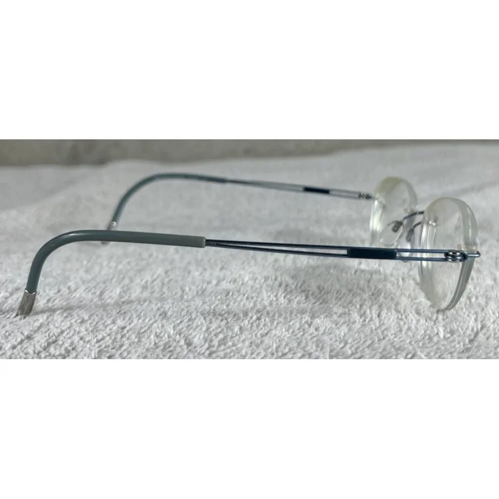 Silhouette 5521 FB 5040 Rimless Round Blue Gunmetal Eyeglasses Frames 52-17-140
